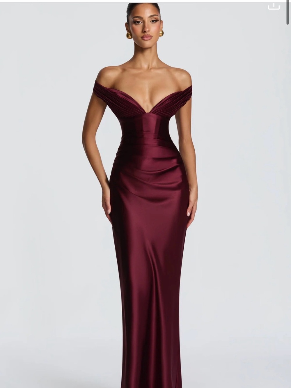 Off-Shoulder Burgundy Evening Gown